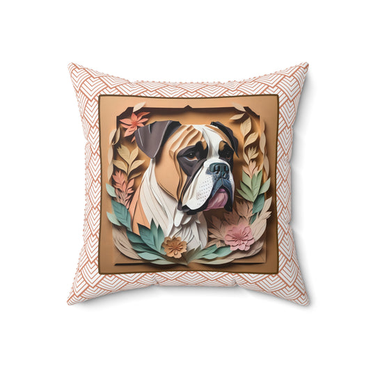 Boxer Boho Square Pillow - Boxer Owner Birthday, Housewarming, or Memorial Gift