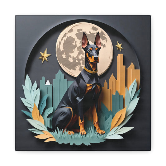 Doberman Wall Art with Moon and Stars - Unique Pet Memorial Home Decor - Dobie Mom or Dad Gift