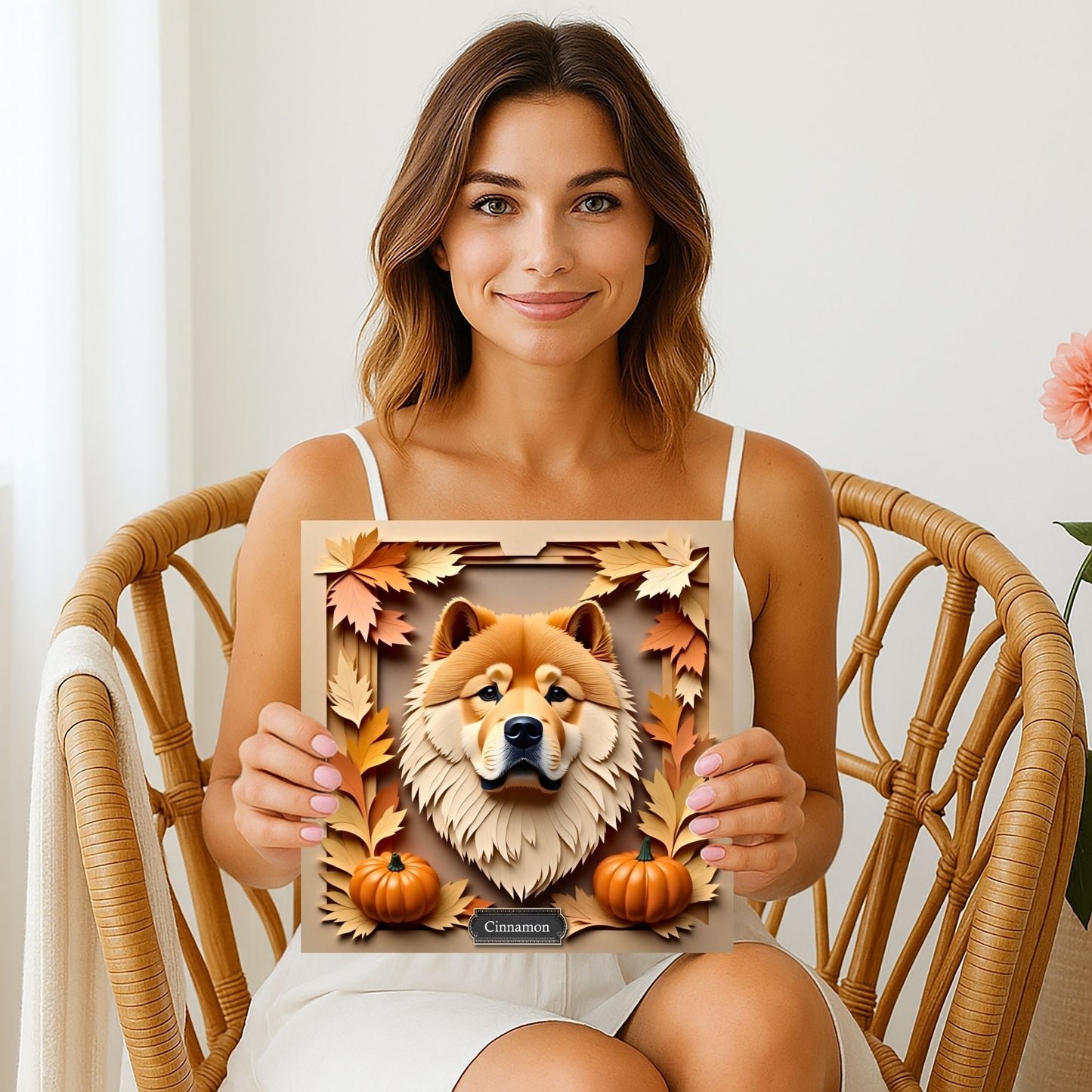 Chow Chow Autumn Wall Art - 3D Illusion Fall Pet Portrait