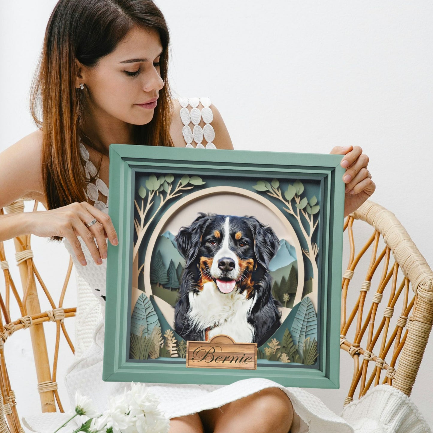 Custom Airbrushed Pet Portrait - Mountain Theme