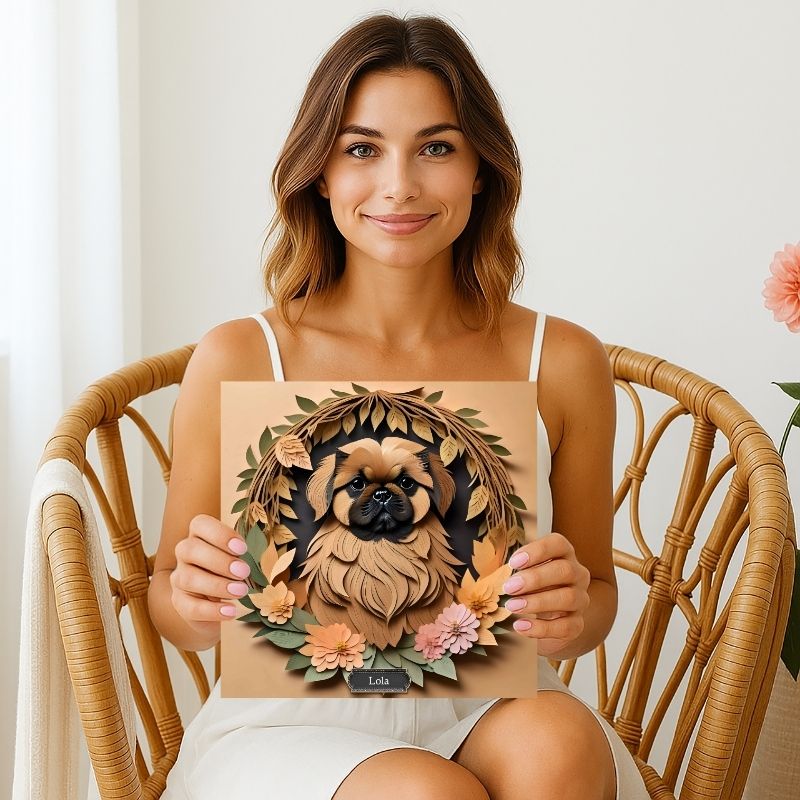 Brown Pekingese Dog Wall Art - Pekingese Dog Memorial Gift or Decor