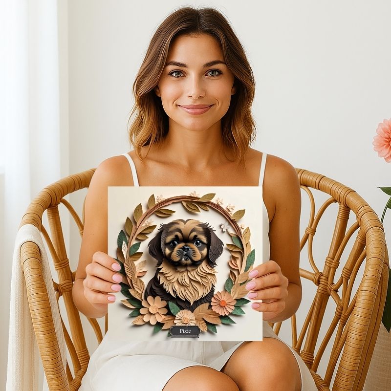Brown and Tan Pekingese Dog Wall Art - Pekingese Dog Memorial Gift or Decor