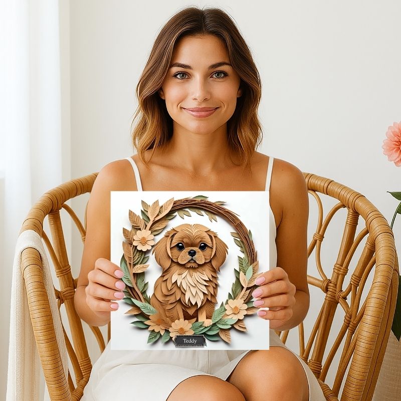 Fawn Pekingese Dog Wall Art - Pekingese Dog Memorial Gift or Decor