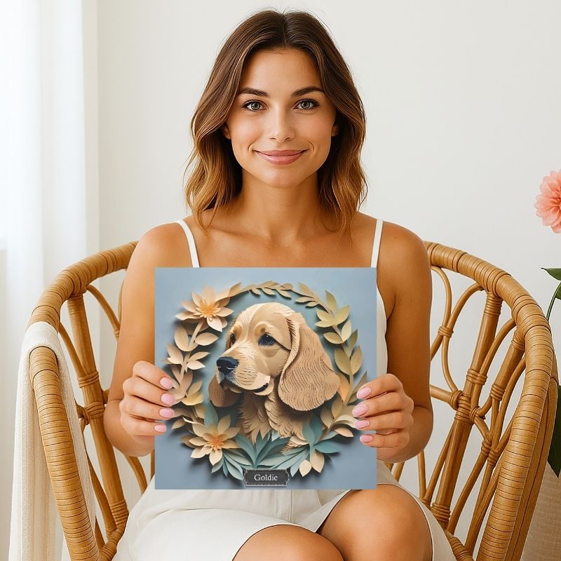 Brown Cocker Spaniel Portrait on Canvas - 3D Illusion Canvas Print
