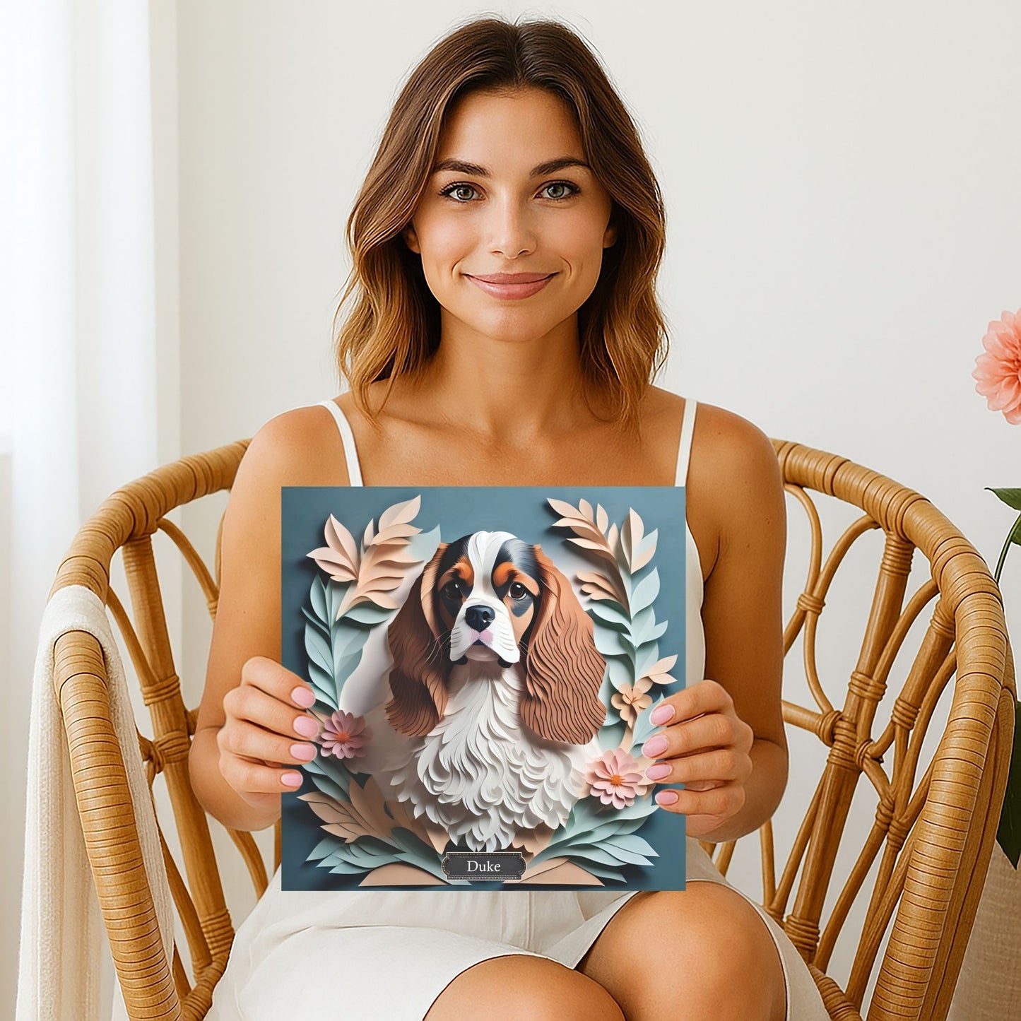 Cavalier King Charles Spaniel Canvas Print -  Name Personalization Cavalier Memorial
