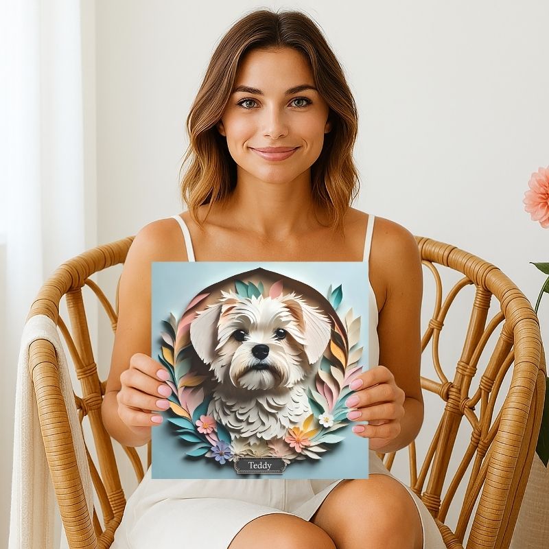 Custom Maltese Dog Print - 3D Illusion Pet Portrait