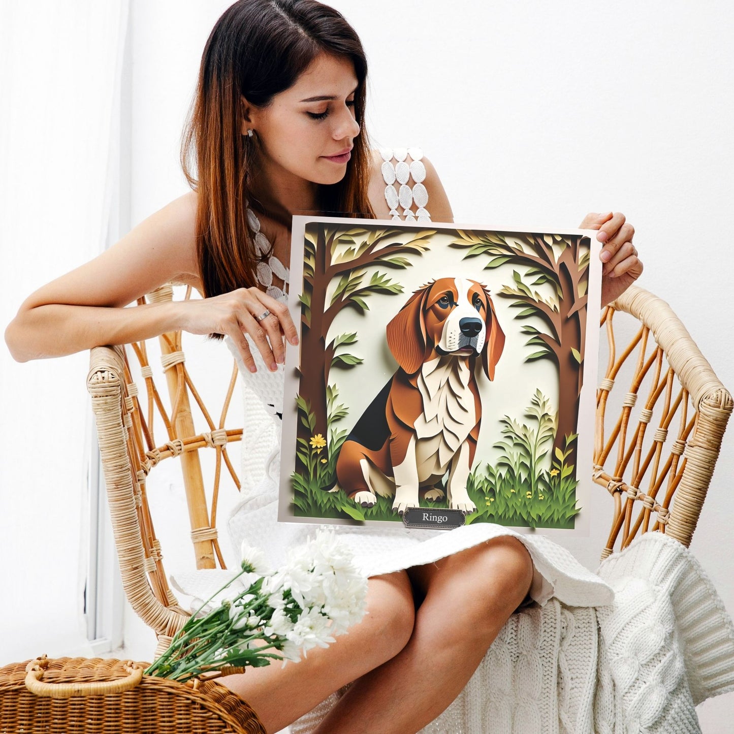Personalized Basset Hound Canvas  - Craft Inspired Wall Art for Dog Lover