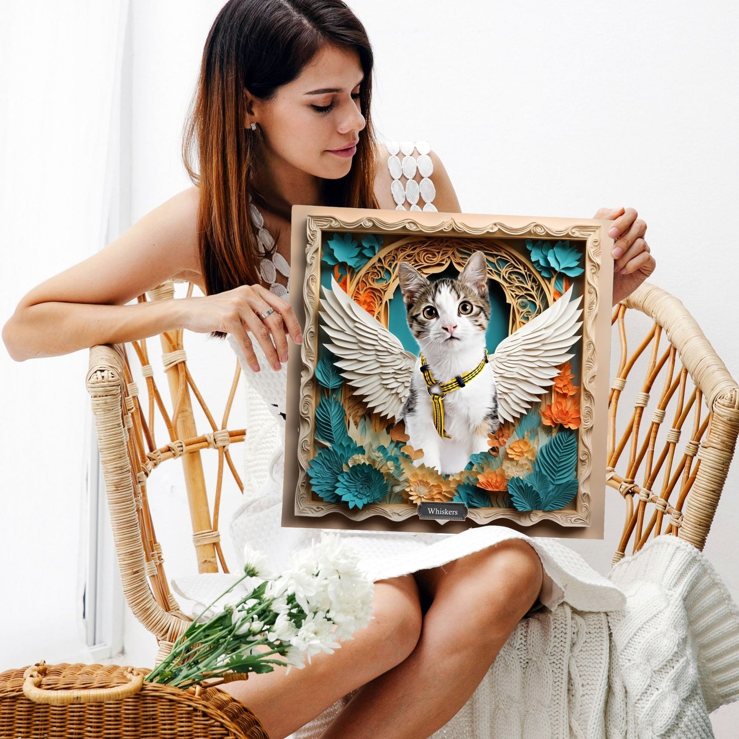 Custom Memorial Pet Portrait - Angelic Wings Design