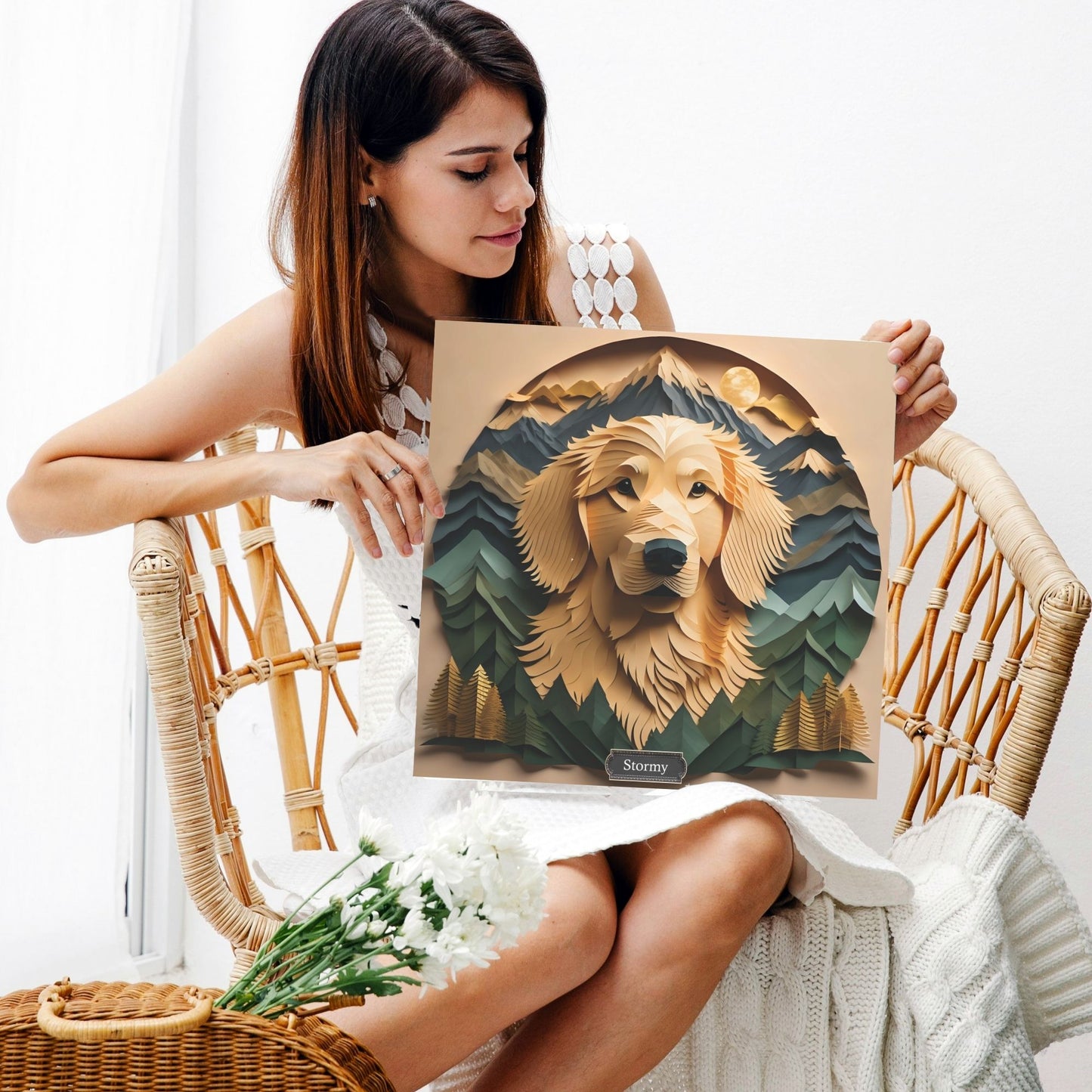 Yellow Labrador Mountain Setting Memorial Canvas or Wall Decor