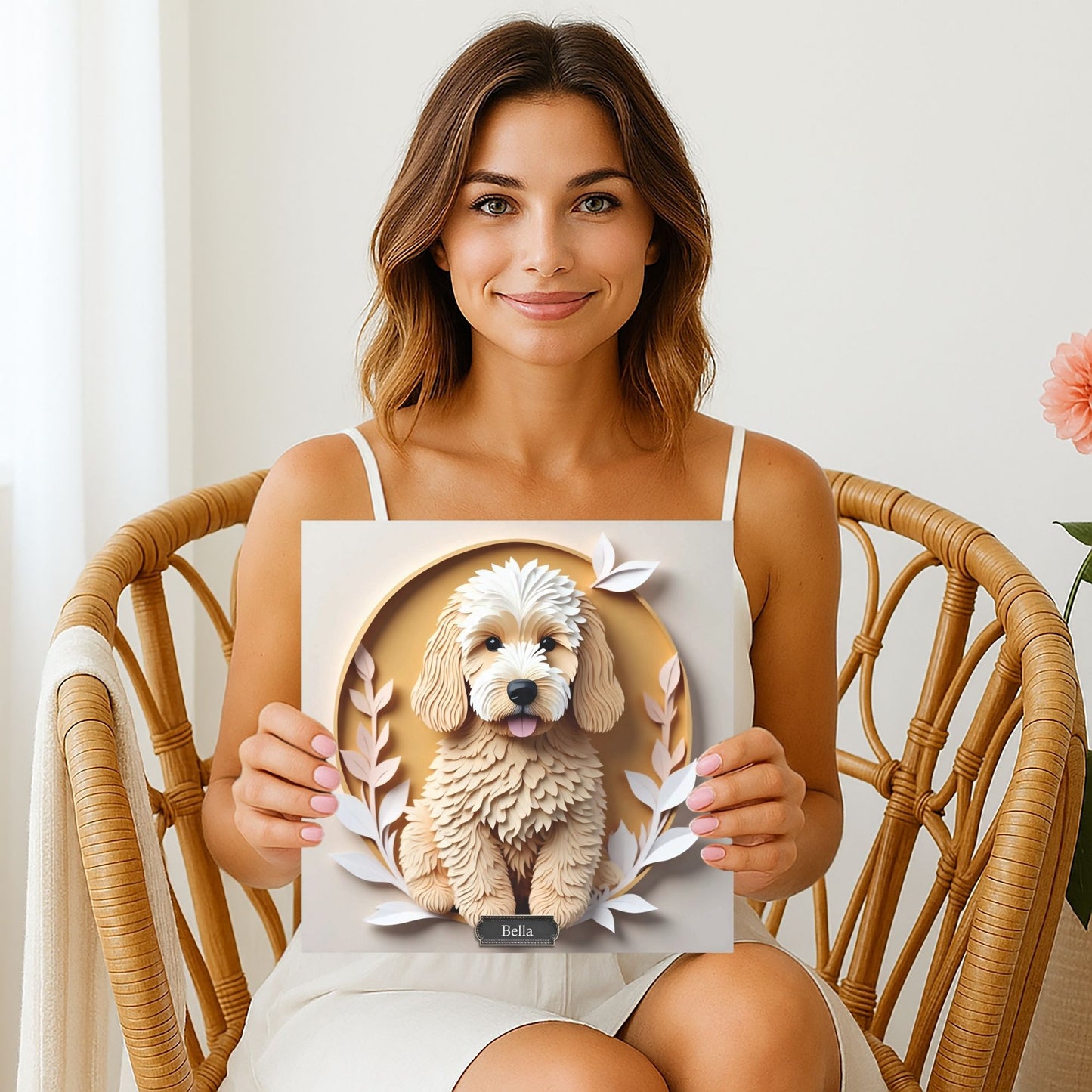 Labradoodle 3D Illusion Canvas Print With Name Personalization - Doodle Memorial Gift