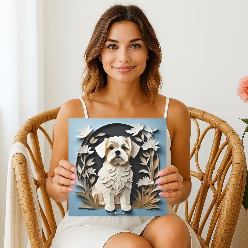 Maltese 3D Illusion Wall Art - Personalized Dog Name Maltese Memorial