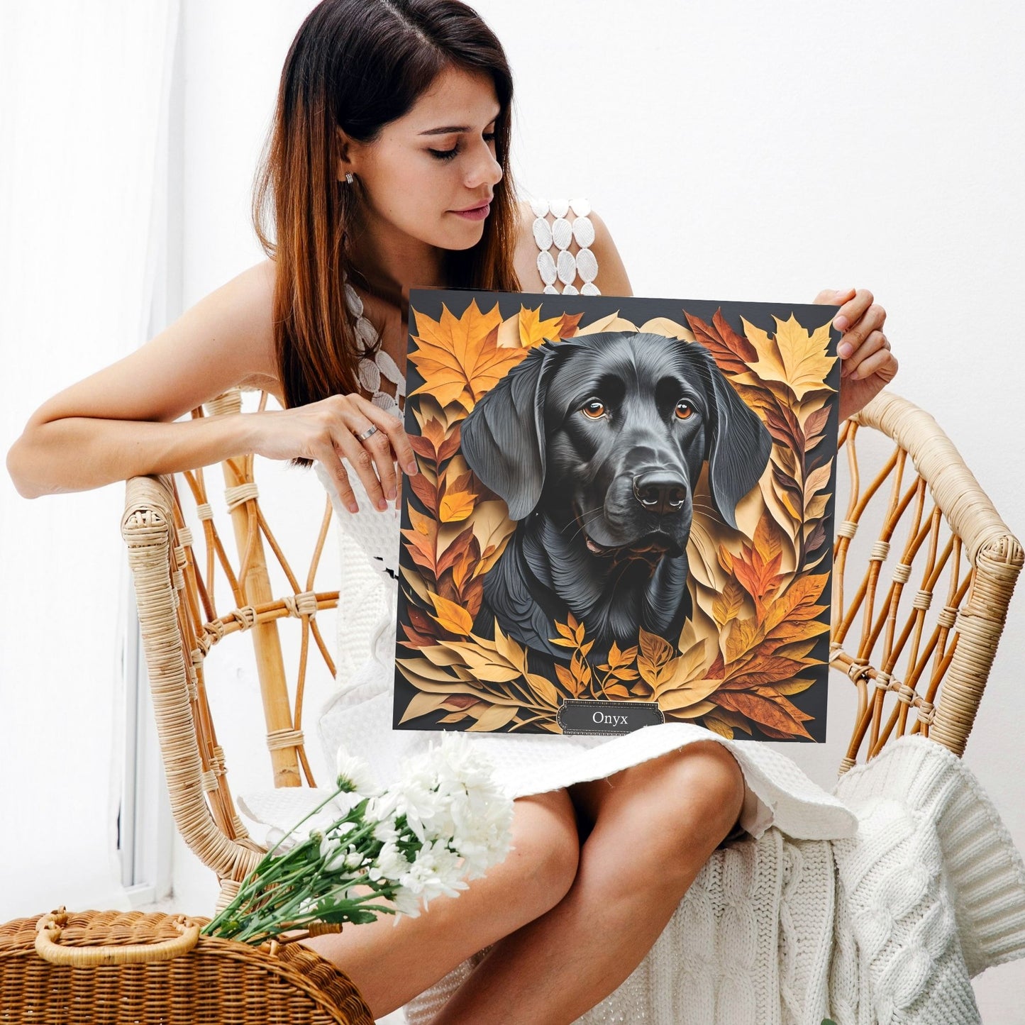 Black Lab Fall Art - 3D Illusion Labrador Retriever Memorial Gift