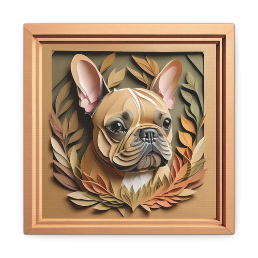 French Bulldog Portrait in Natural Colors - Faux Papercut 3D Illusion Dog Lover Wall Art