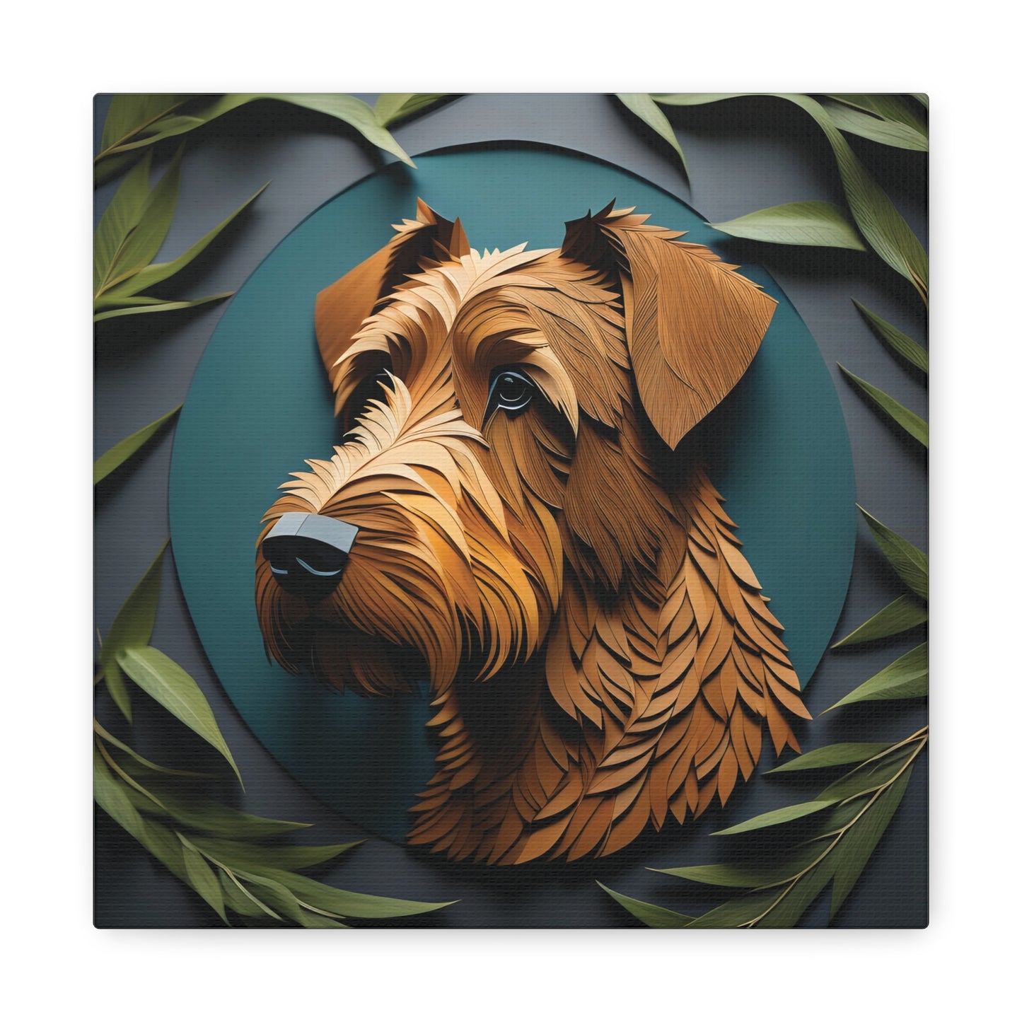 Airedale Terrier 3D Illusion Portrait Forest Theme
