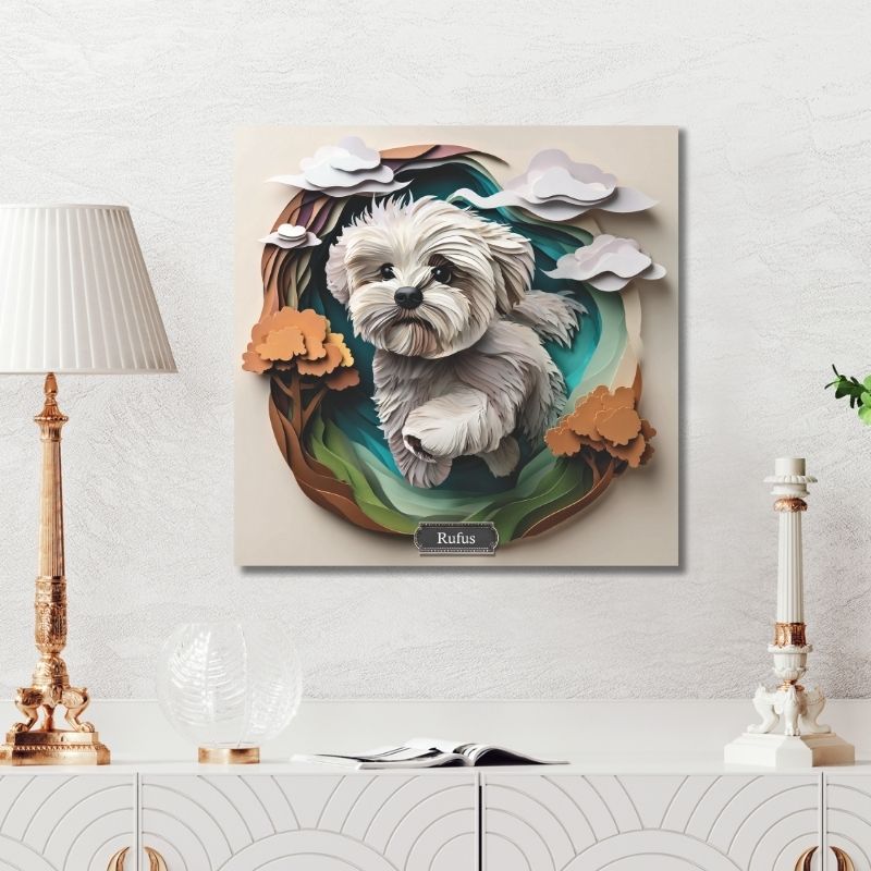 Maltese Dog Running Art - Personalized Maltese Decor