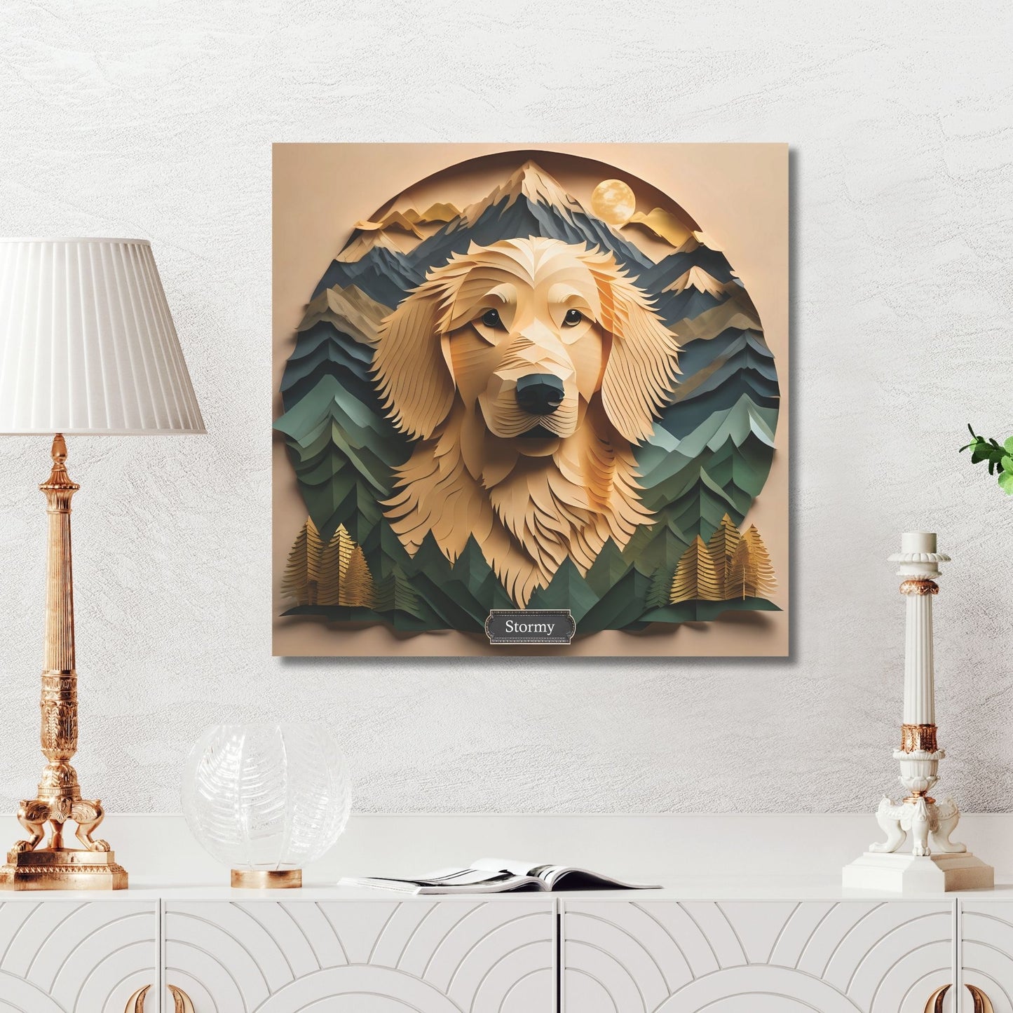 Yellow Labrador Mountain Setting Memorial Canvas or Wall Decor