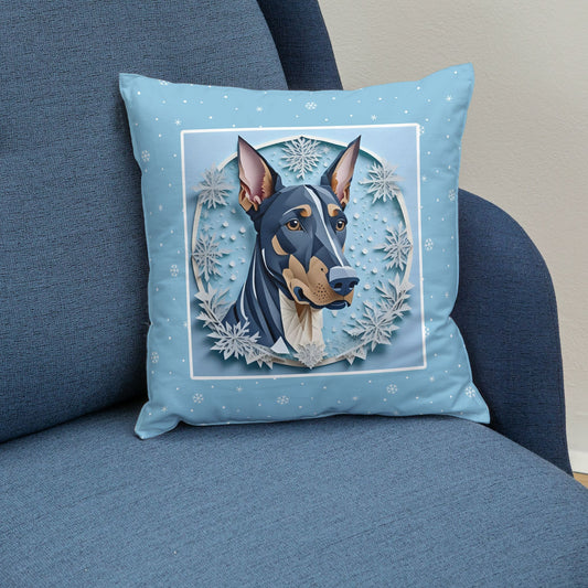 Winter Doberman Pillow - Doberman Lover Comfort Gift