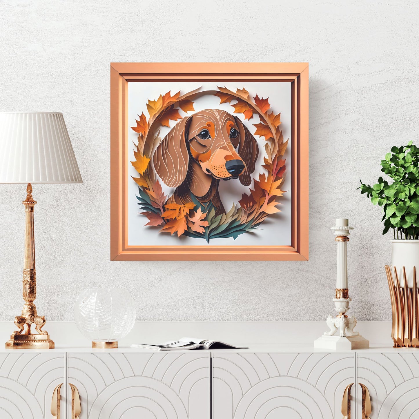 Dachshund Portrait on Canvas - Doxie Lover Gift for Dachshund Mom or Dad - Seasonal Dog Decor