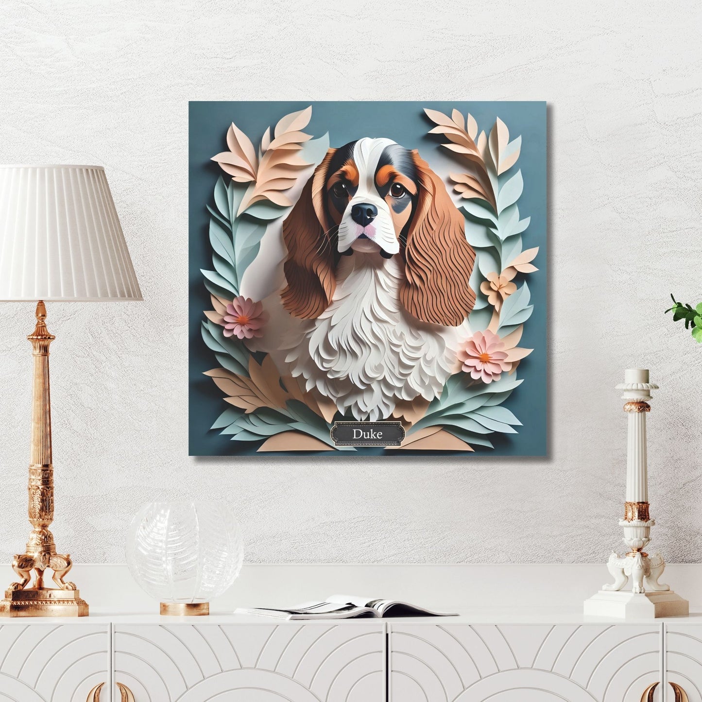 Cavalier King Charles Spaniel Canvas Print -  Name Personalization Cavalier Memorial