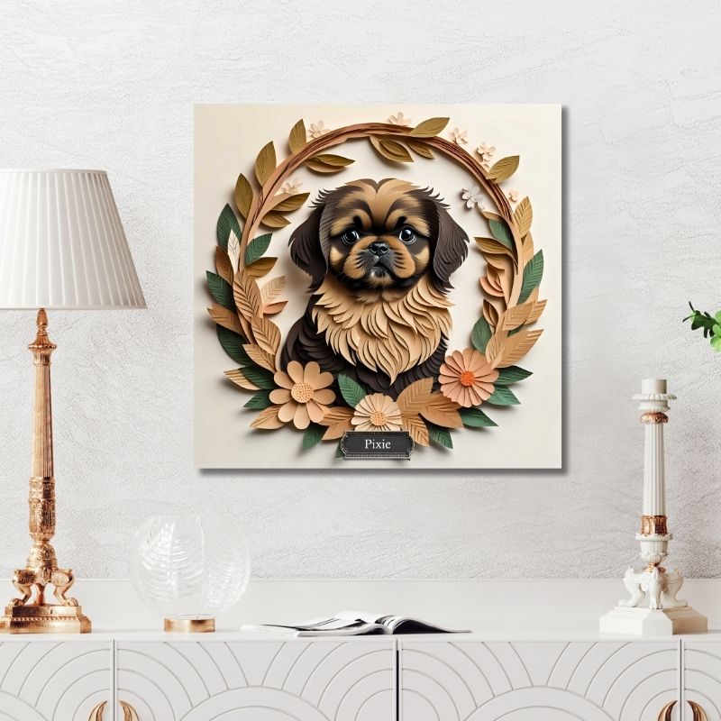 Brown and Tan Pekingese Dog Wall Art - Pekingese Dog Memorial Gift or Decor