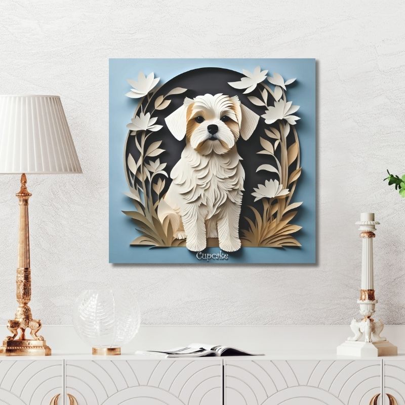 Maltese 3D Illusion Wall Art - Personalized Dog Name Maltese Memorial