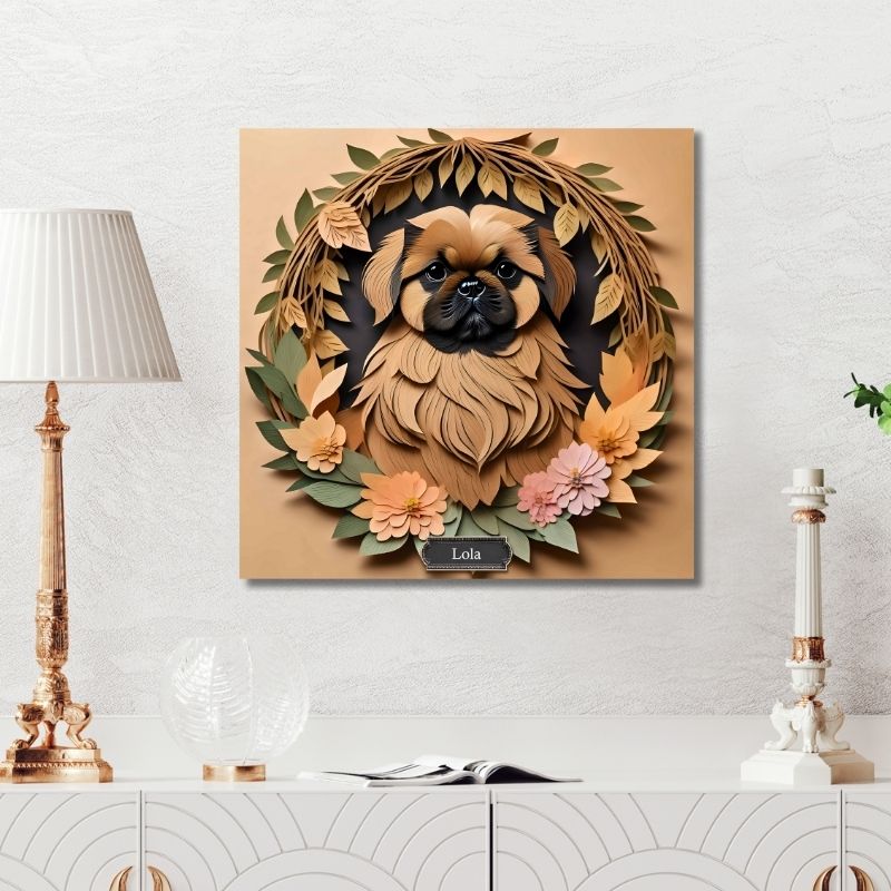 Brown Pekingese Dog Wall Art - Pekingese Dog Memorial Gift or Decor