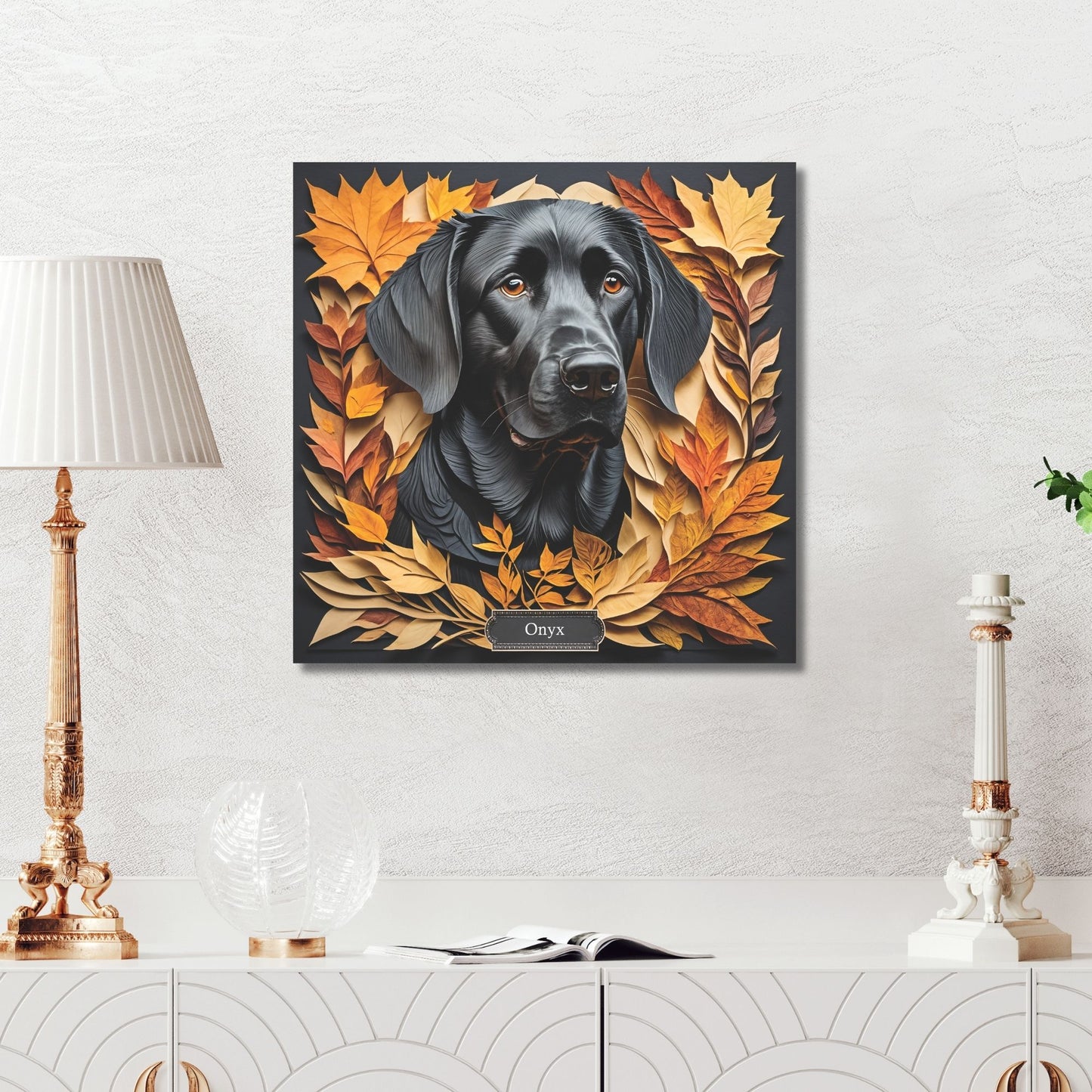 Black Lab Fall Art - 3D Illusion Labrador Retriever Memorial Gift