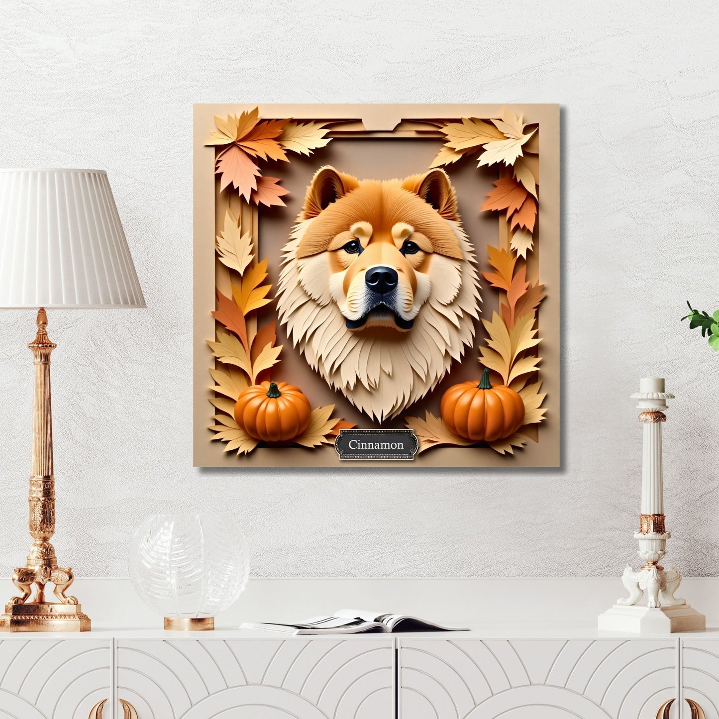 Chow Chow Autumn Wall Art - 3D Illusion Fall Pet Portrait