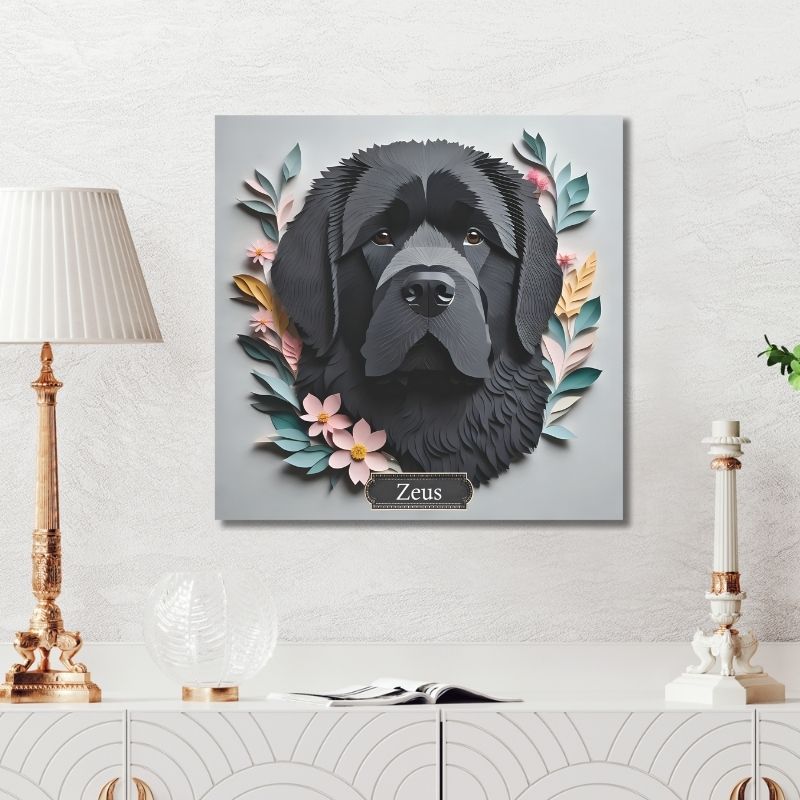 Newfoundland Dog Portrait Canvas Print - Newfie Mom or Dad Gift - Newfoundland Memorial Gift