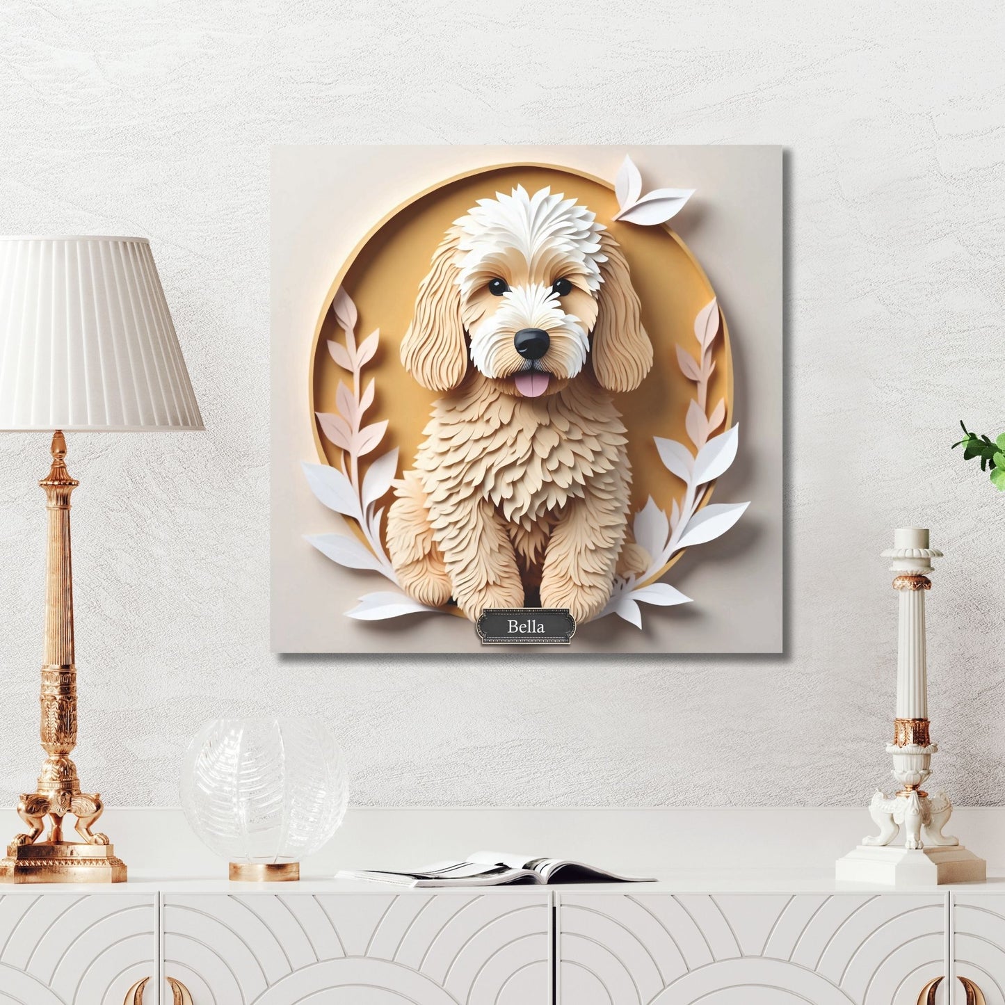 Labradoodle 3D Illusion Canvas Print With Name Personalization - Doodle Memorial Gift