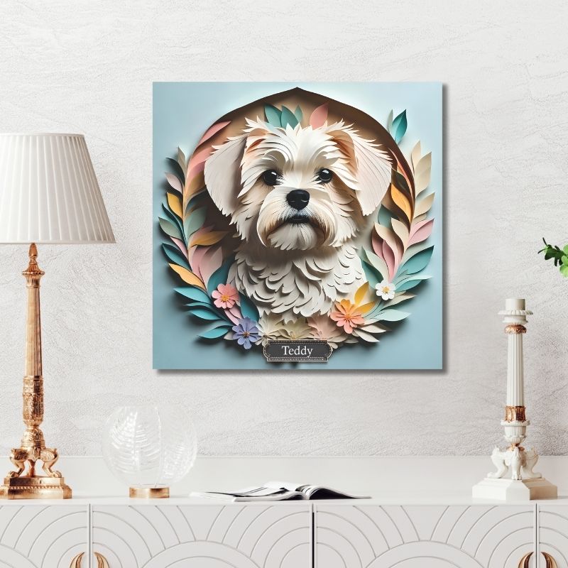 Custom Maltese Dog Print - 3D Illusion Pet Portrait