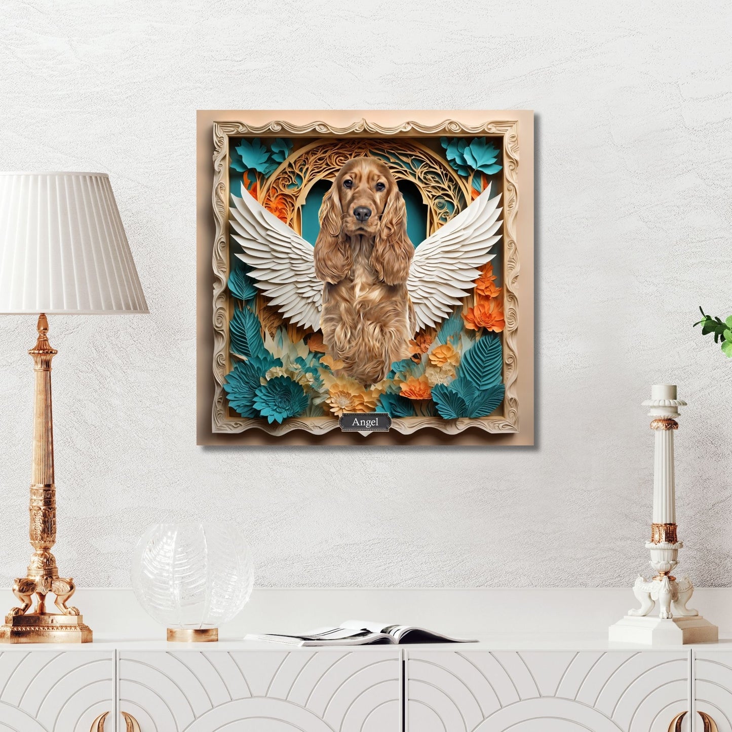 Custom Memorial Pet Portrait - Angelic Wings Design