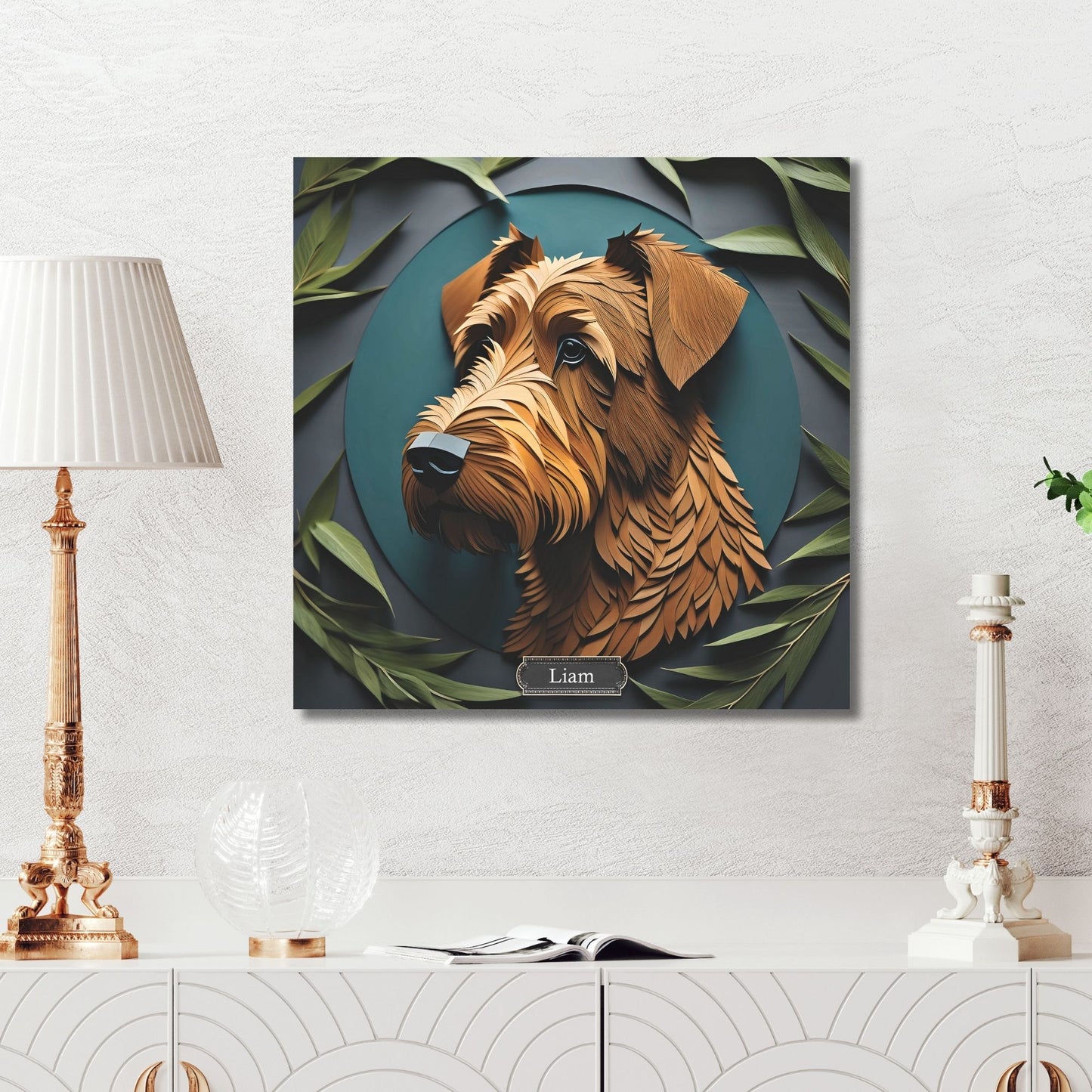Airedale Terrier 3D Illusion Portrait Forest Theme