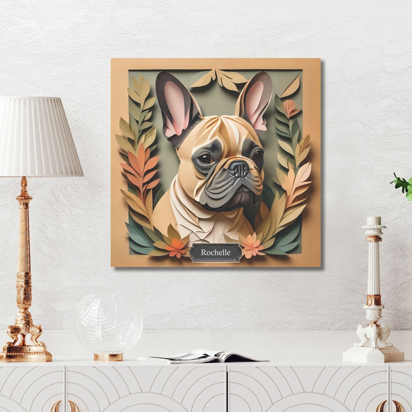 Fawn French Bulldog Canvas Print - Memorial Frenchie Portrait,
