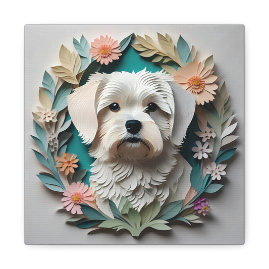 Maltese Memorial Art -  3D Illusion Vintage Style Dog Wall Decor