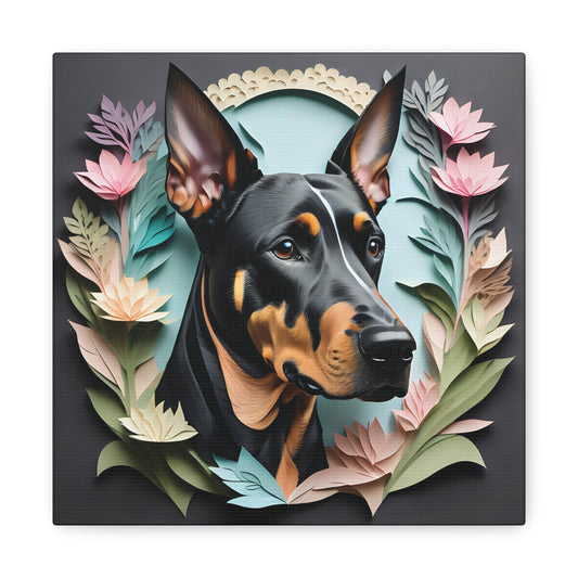 Doberman Portrait on Charcoal Background -  Dobie Wall Art Home Decor