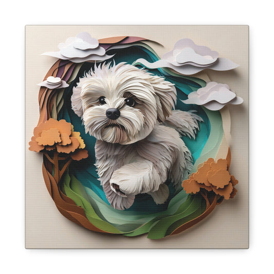 Maltese Dog Running Art - Personalized Maltese Decor