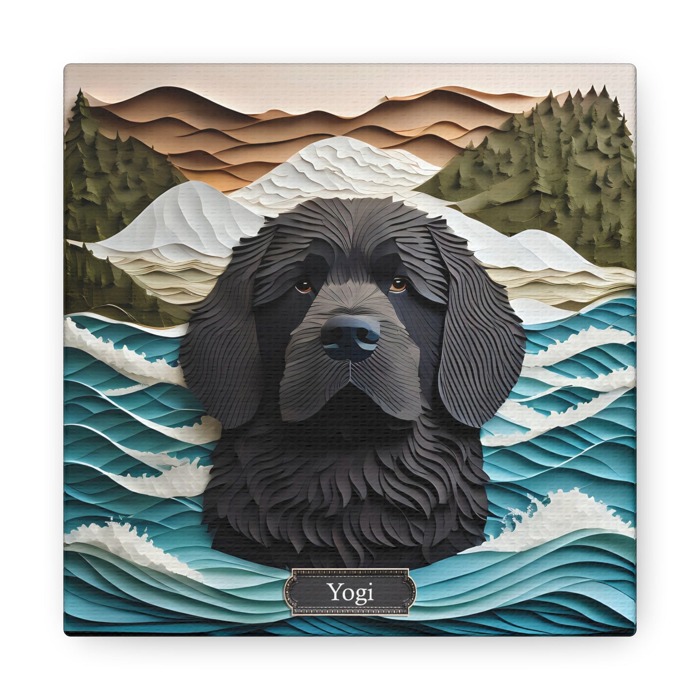 Newfoundland Water Rescue Dog Portrait - Newfie Mom or Dad Gift - Dog Loss Memorial Gift