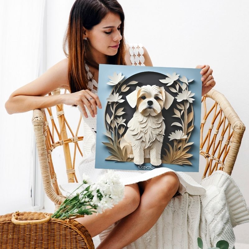 Maltese 3D Illusion Wall Art - Personalized Dog Name Maltese Memorial