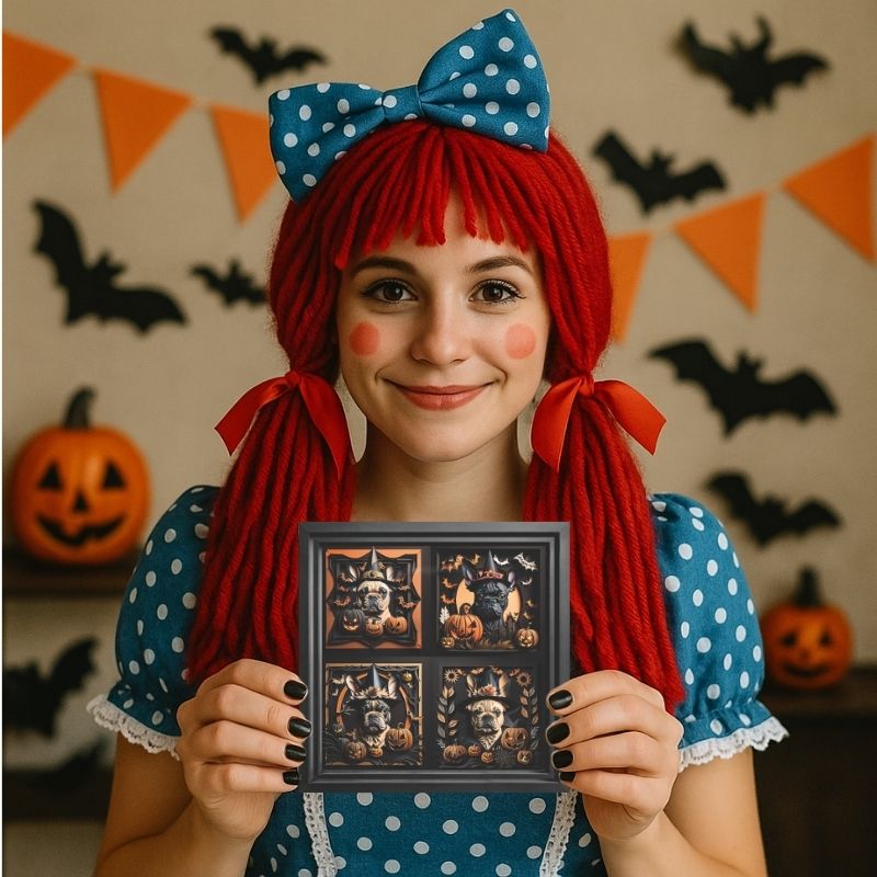 Four French Bulldogs Halloween Canvas - Halloween Decor for Frenchie Lover