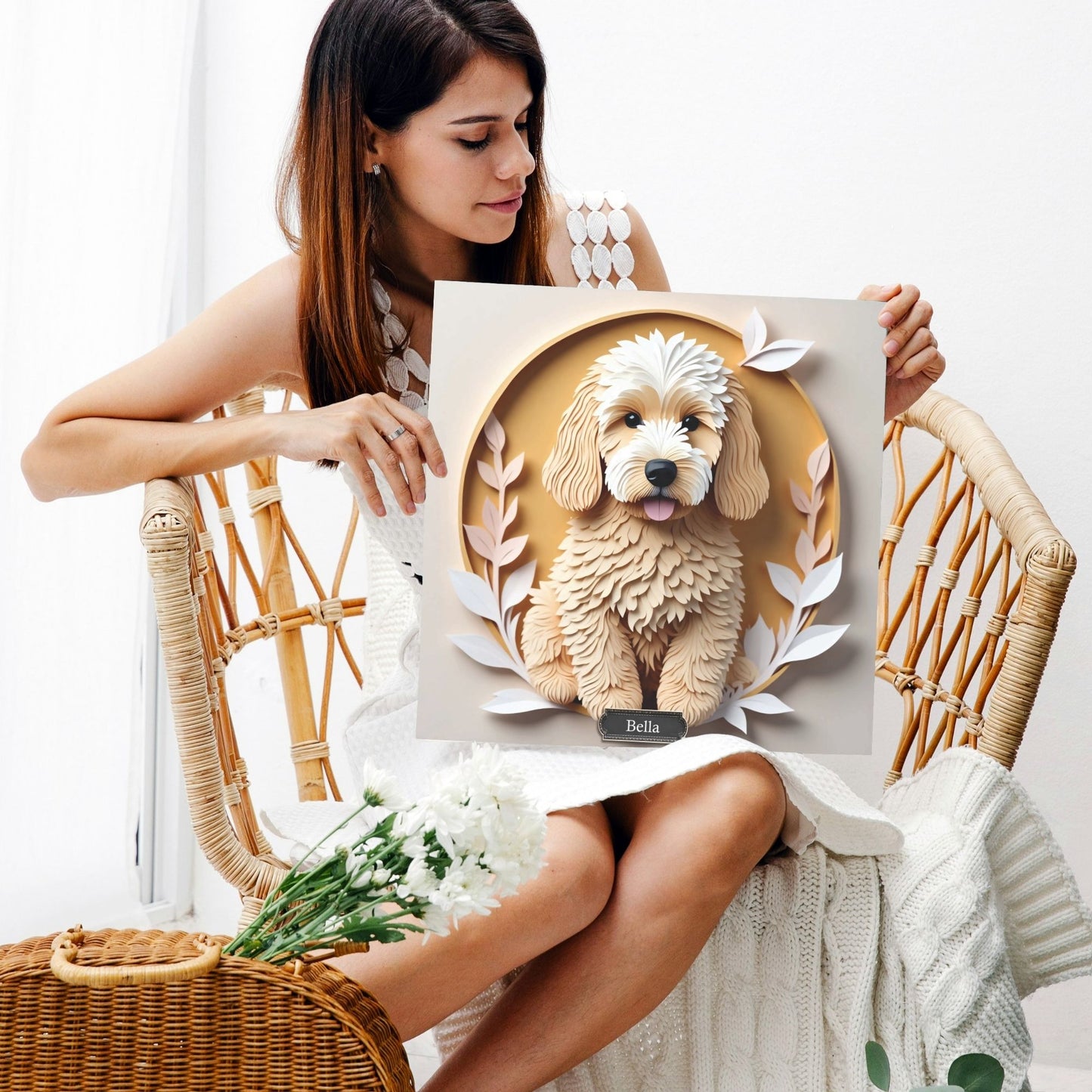 Labradoodle 3D Illusion Canvas Print With Name Personalization - Doodle Memorial Gift