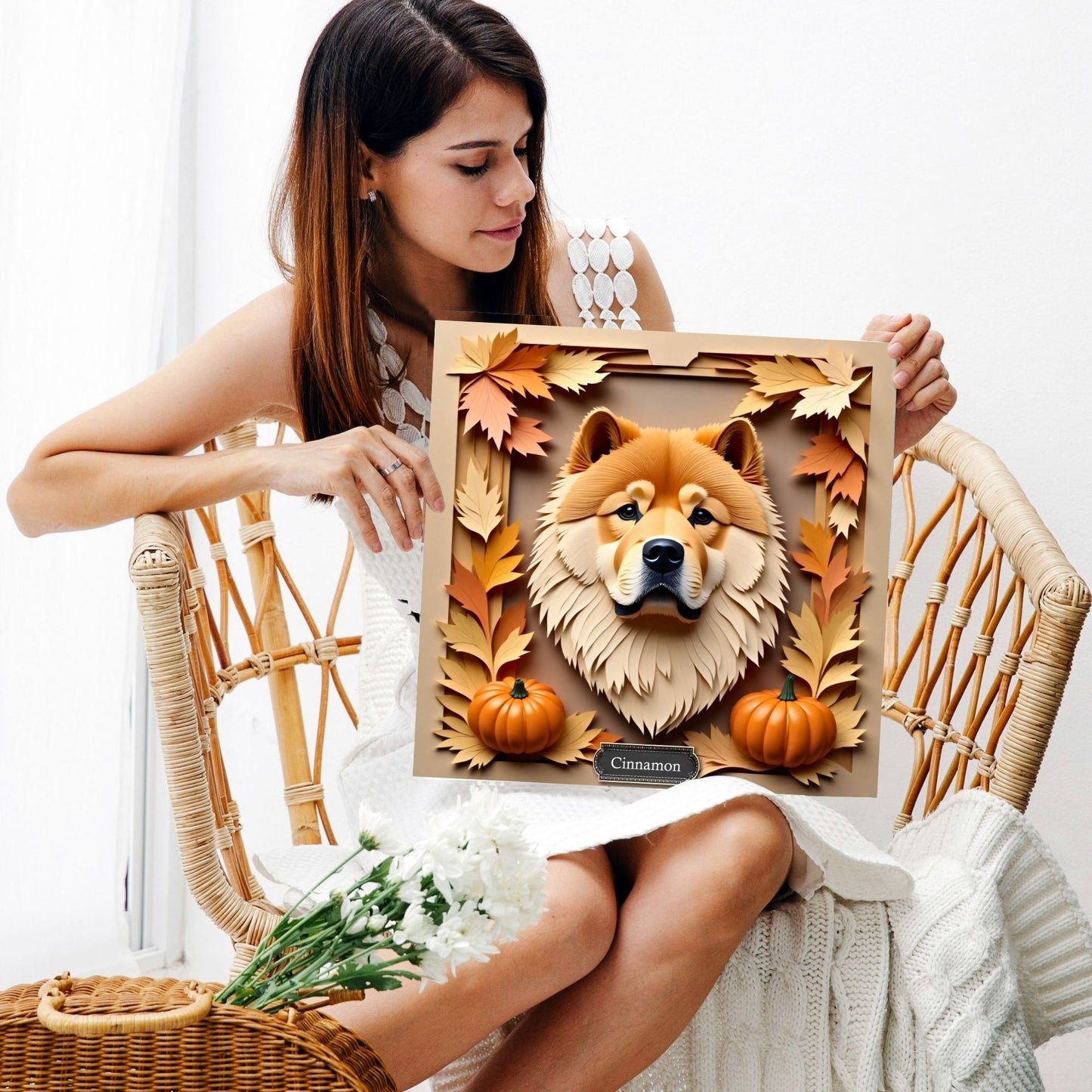 Chow Chow Autumn Wall Art - 3D Illusion Fall Pet Portrait