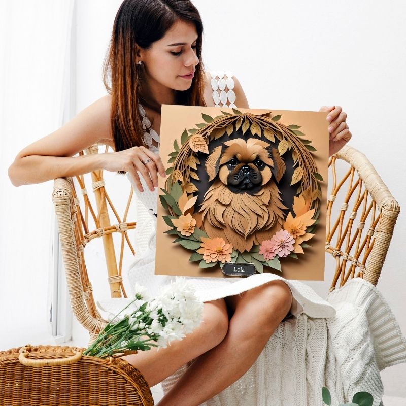 Brown Pekingese Dog Wall Art - Pekingese Dog Memorial Gift or Decor