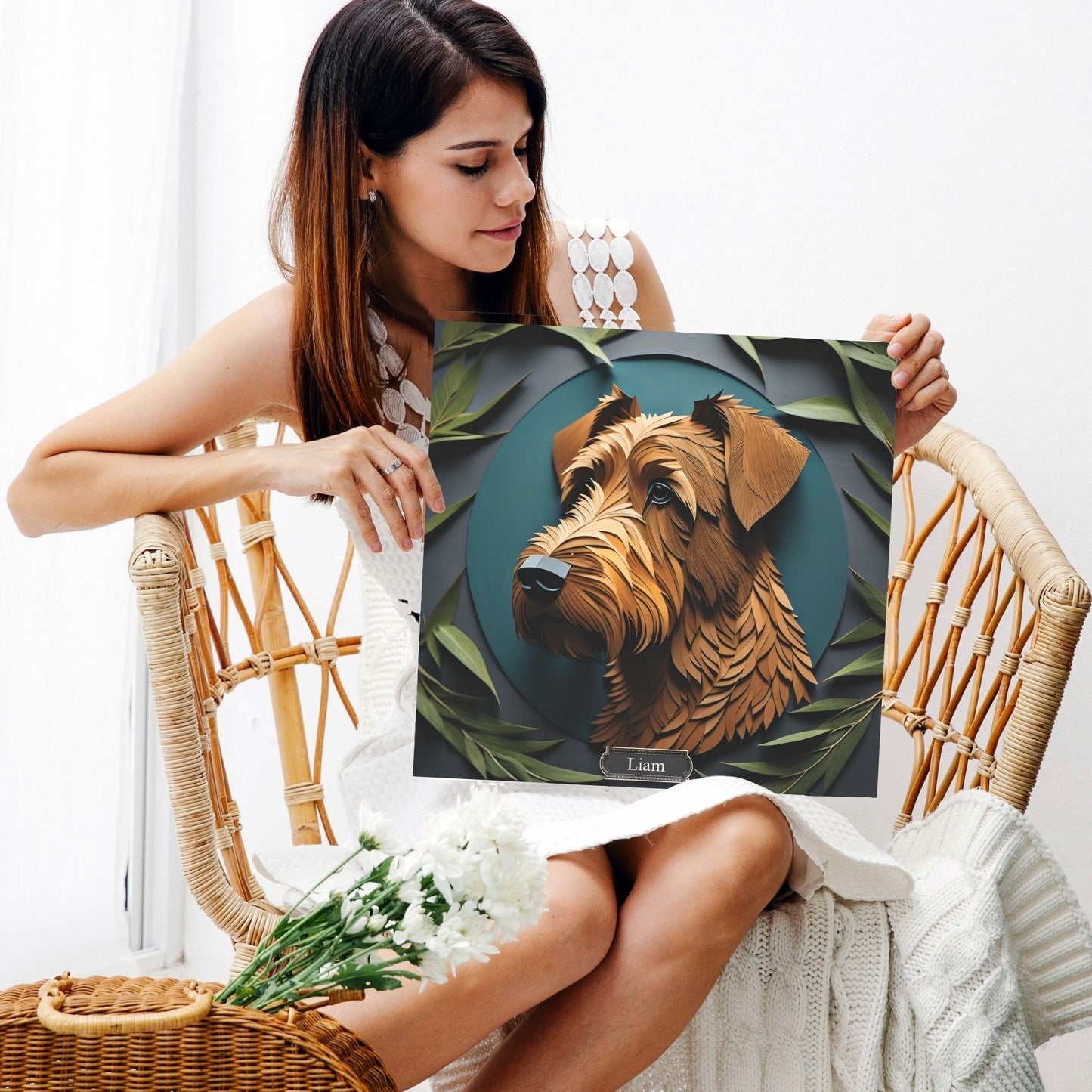 Airedale Terrier 3D Illusion Portrait Forest Theme