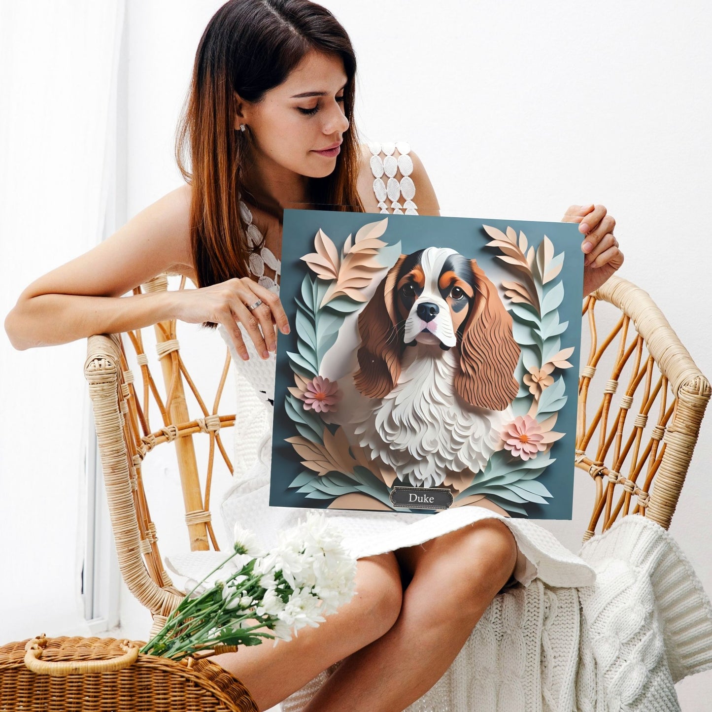 Cavalier King Charles Spaniel Canvas Print -  Name Personalization Cavalier Memorial