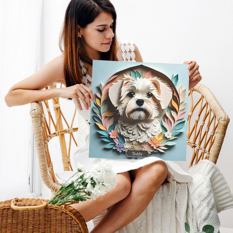 Custom Maltese Dog Print - 3D Illusion Pet Portrait