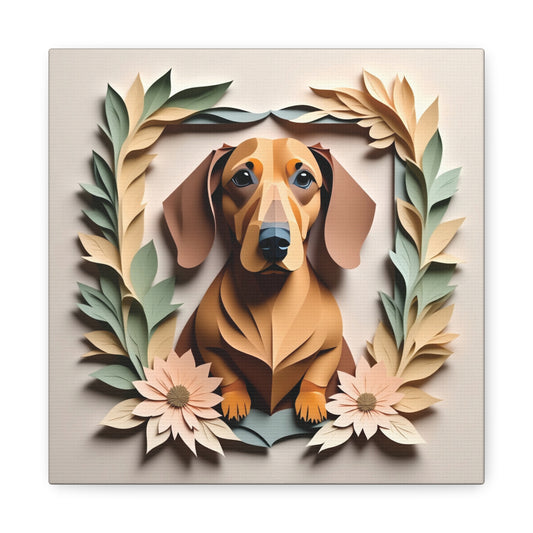 Dachshund Floral Frame Wall Art -  Dachshund Mom Gift or Dog Owner Decor
