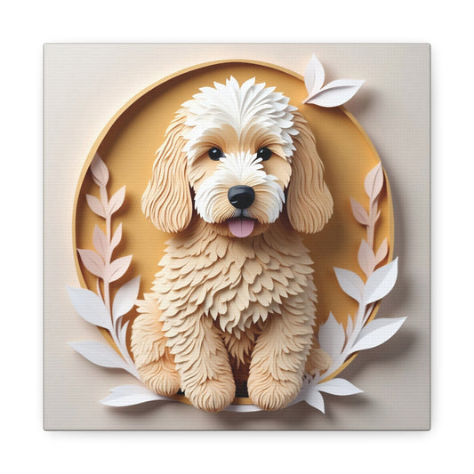 Labradoodle 3D Illusion Canvas Print With Name Personalization - Doodle Memorial Gift