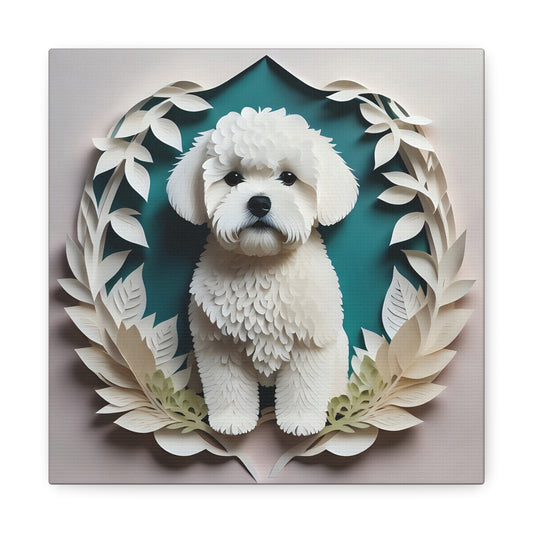Bichon Frise Portrait in White Leaves - Bichon Mom or Dad Gift