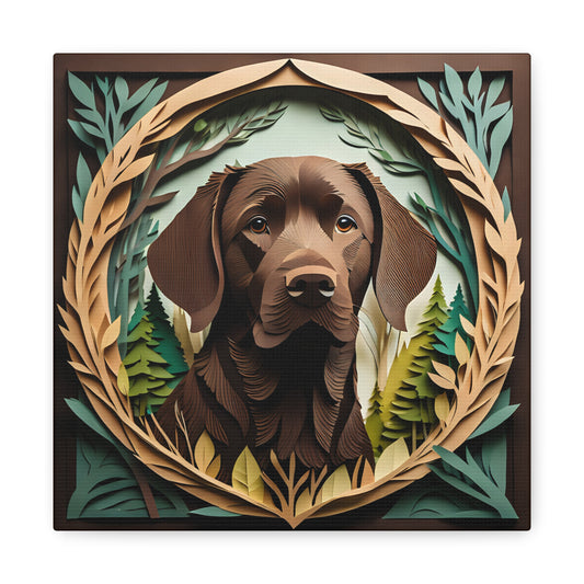 Chocolate Labrador Nature-Framed Canvas with Name Personalization